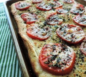 Easy Summer Tomato Flatbread Hot From the Oven