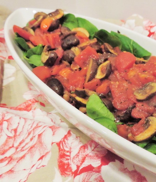 Tomatoes & Mushrooms over Beans