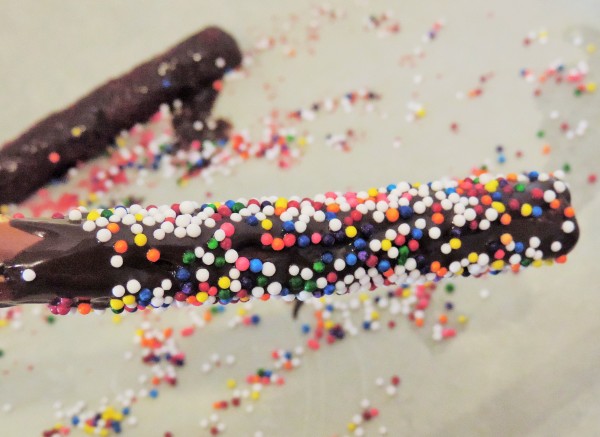 Sprinkles on Chocolate Pretzel