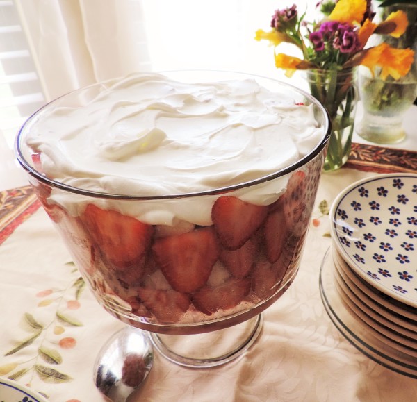 Strawberry Rhubarb Trifle with Whipped Cream