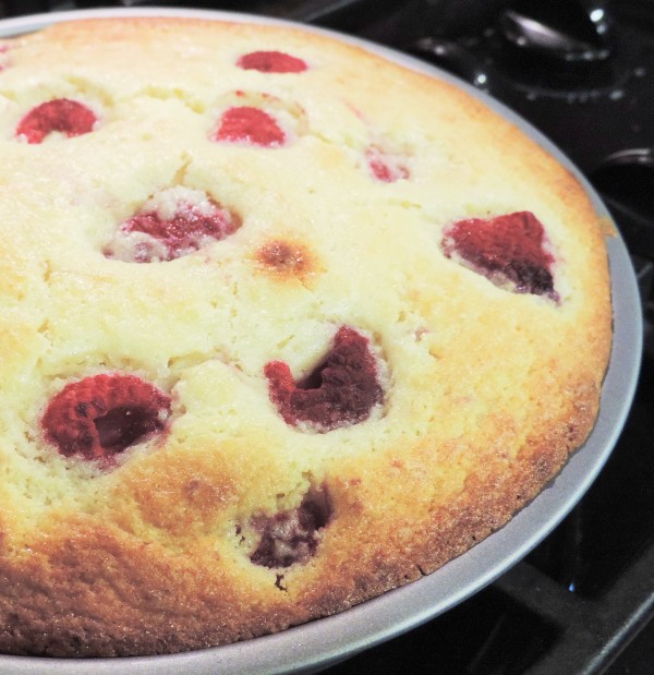 Berry Cake Out of Oven