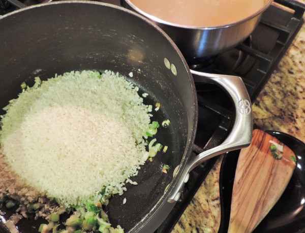 Arborio Rice into Pot