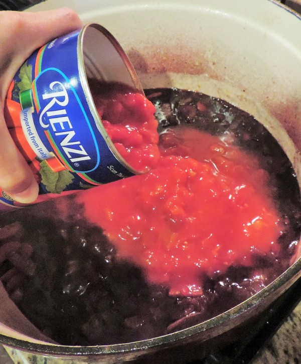 Diced Tomatoes into Braising Liquid