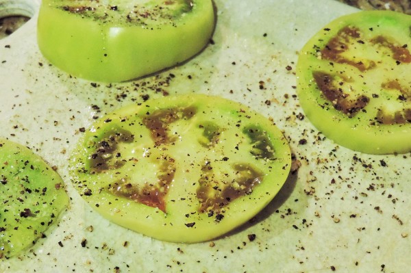 Green Tomatoes with Salt & Pepper