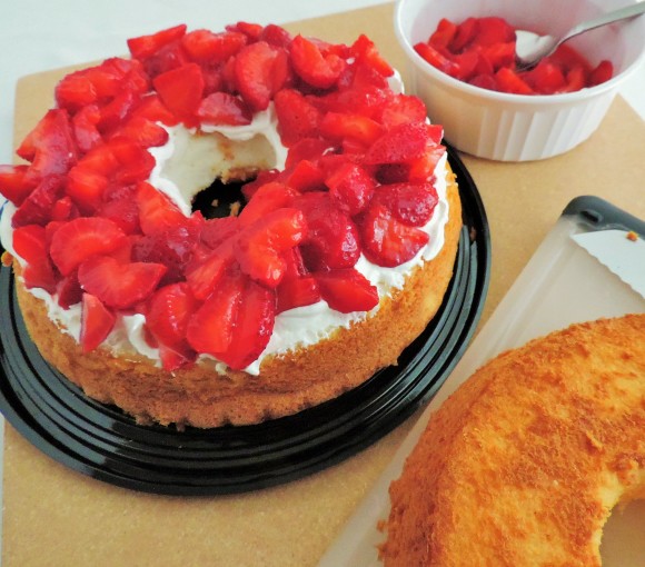 Strawberry Angel Food Cake Half