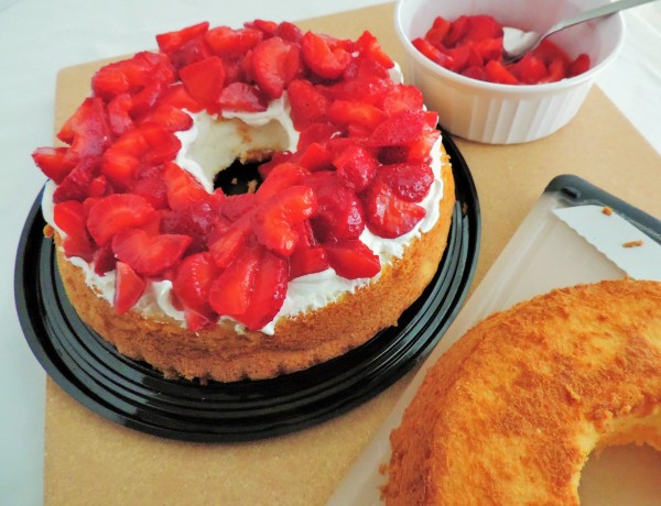 Strawberry Angel Food Cake Half