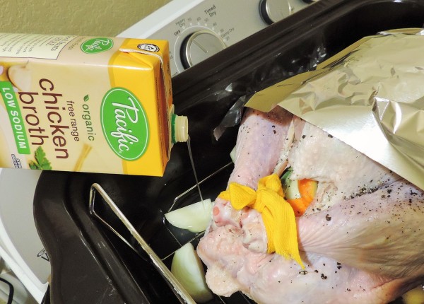 Chicken Broth into Turkey Roaster
