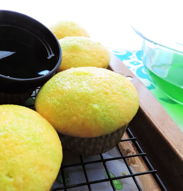 Lime Jello into Lemon Cupcakes