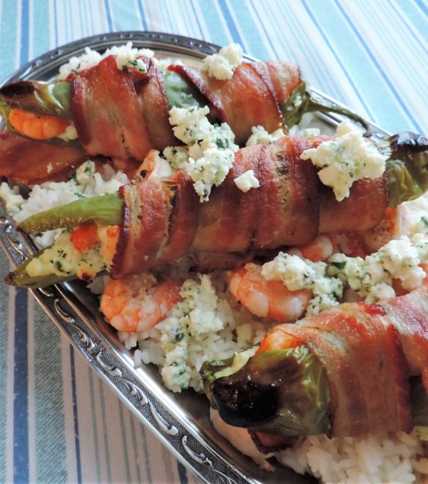 Bacon Wrapped Shrimp Stuffed Hatch Chiles