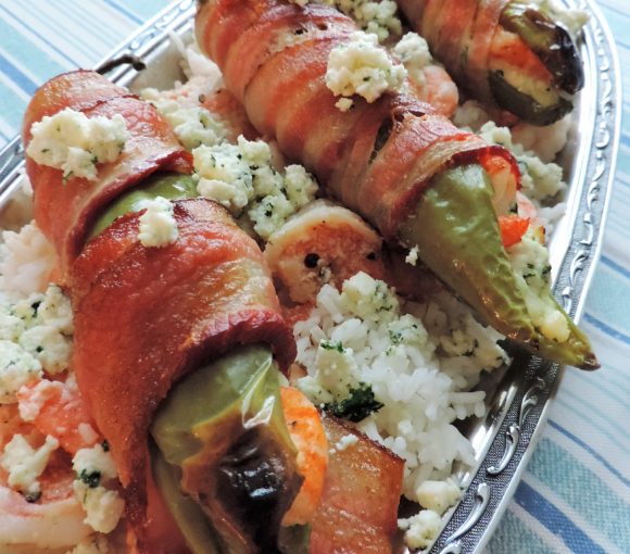 Bacon Wrapped Shrimp Stuffed Hatch Chiles